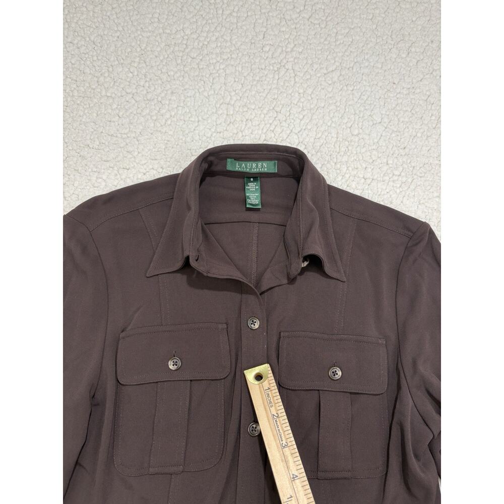Lauren Ralph Lauren Shirt Dress Women's S Chocolate Brown Safari Utility Midi - Picture 5 of 9